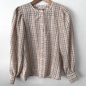 Loft plaid balloon sleeve blouse Size XS
